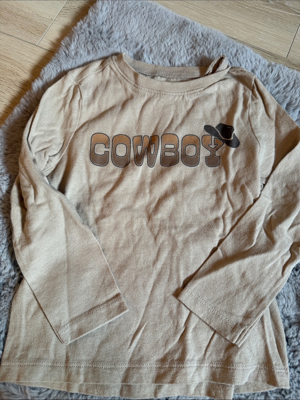 Old Navy Tan Long Sleeve 'Cowboy' Graphic Tee